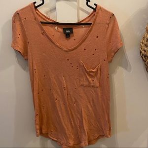 Mossimo pocket T with holes peach color XS